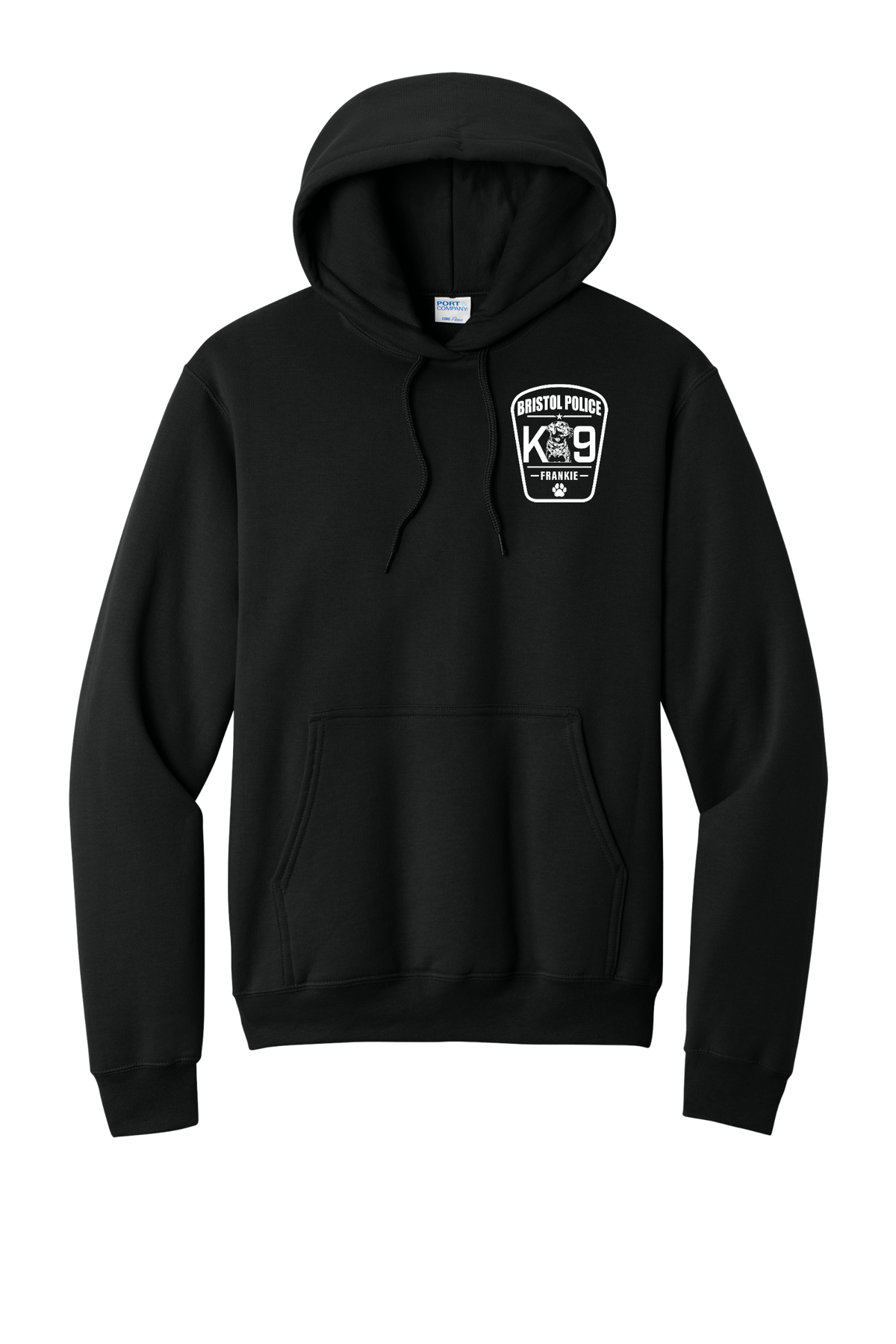 K9 Frankie Core Fleece Pullover Hooded Sweatshirt -Black (White Print)