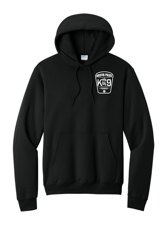K9 Frankie Core Fleece Pullover Hooded Sweatshirt -Black (White Print)