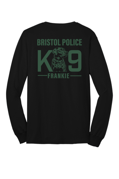 K9 Frankie Long Sleeve Core Blend T-shirt -Black (Forest Green Print)