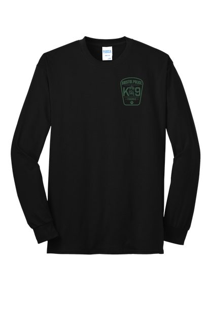 K9 Frankie Long Sleeve Core Blend T-shirt -Black (Forest Green Print)