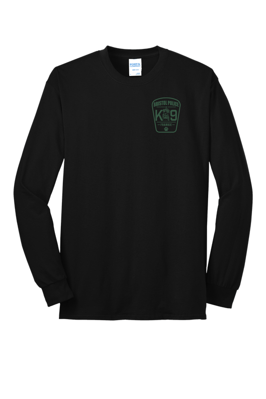 K9 Frankie Long Sleeve Core Blend T-shirt -Black (Forest Green Print)