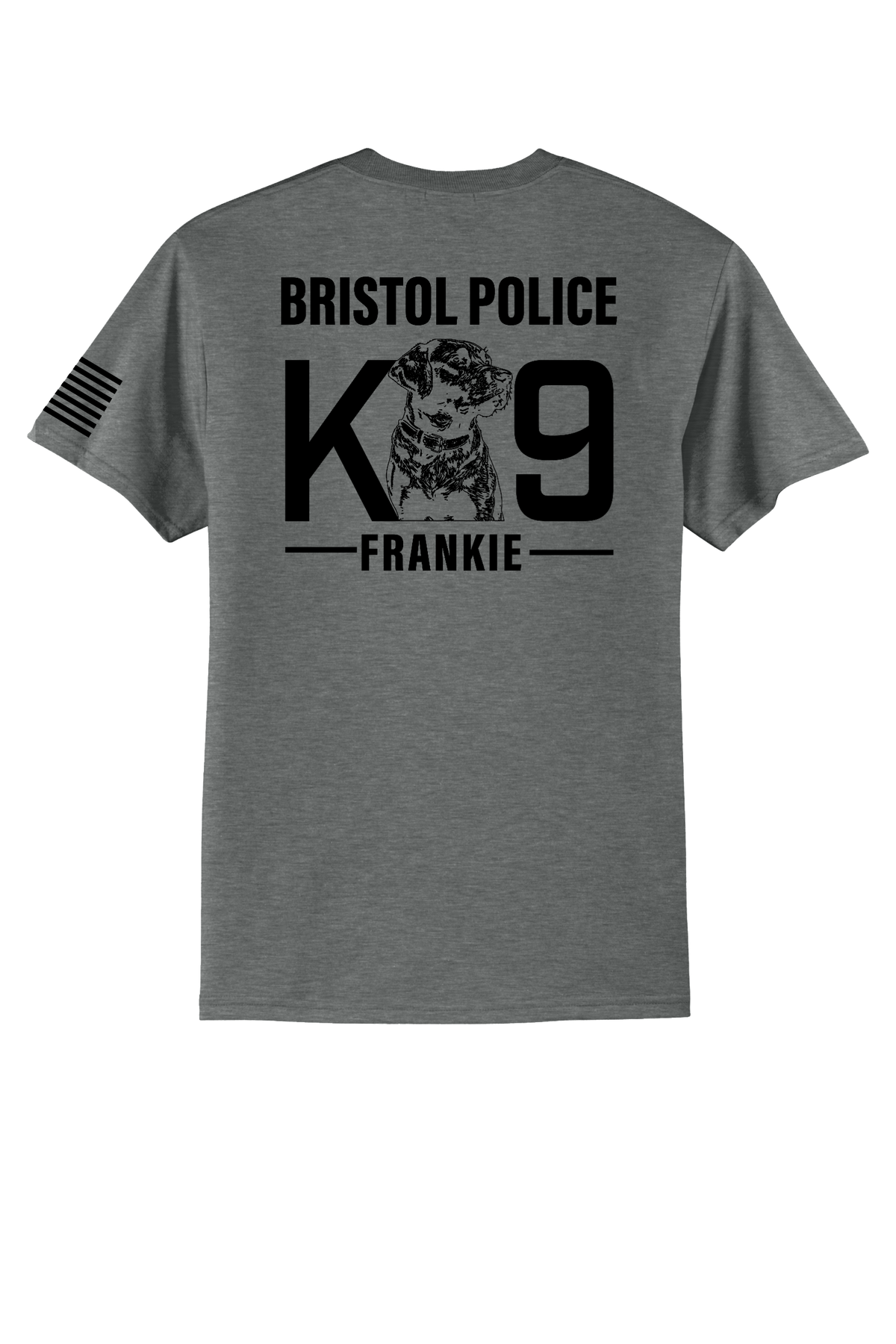 K9 Frankie Core Blend T-shirt -Graphtec Heather (Black Print) Flag