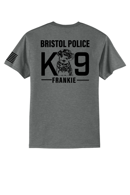 K9 Frankie Core Blend T-shirt -Graphtec Heather (Black Print) Flag