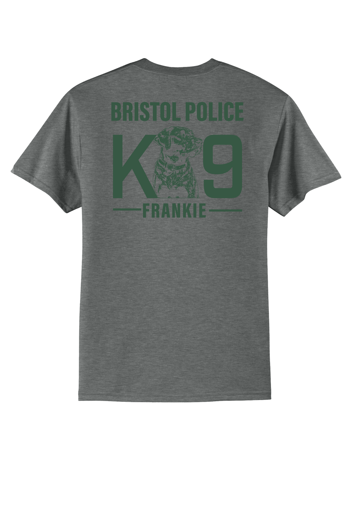 K9 Frankie Core Blend T-shirt -Graphtec Heather -(Forest Green Print)