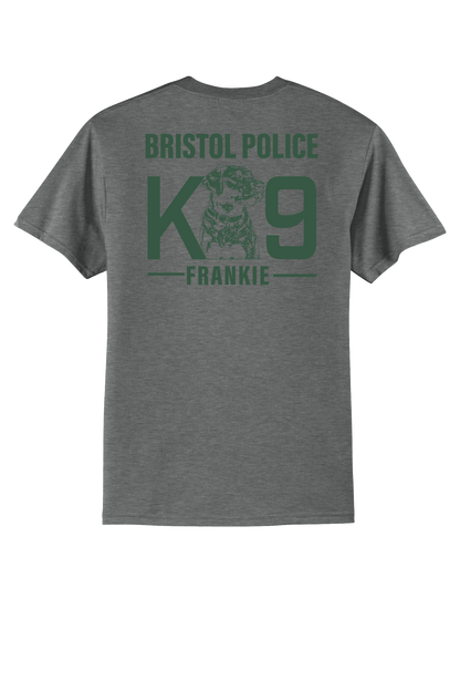 K9 Frankie Core Blend T-shirt -Graphtec Heather -(Forest Green Print)