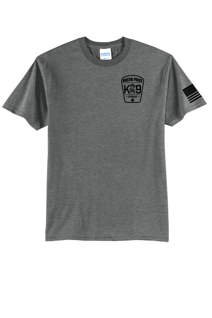 K9 Frankie Core Blend T-shirt -Graphtec Heather (Black Print) Flag