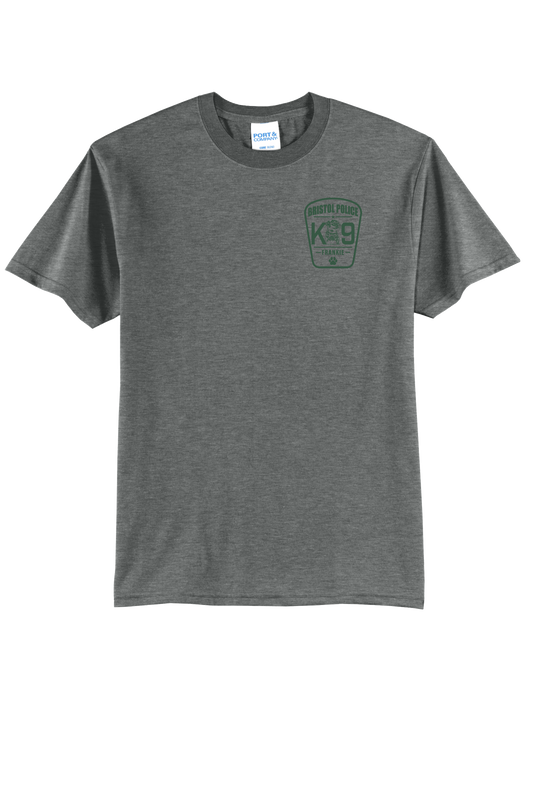 K9 Frankie Core Blend T-shirt -Graphite Heather -(Forest Green Print)