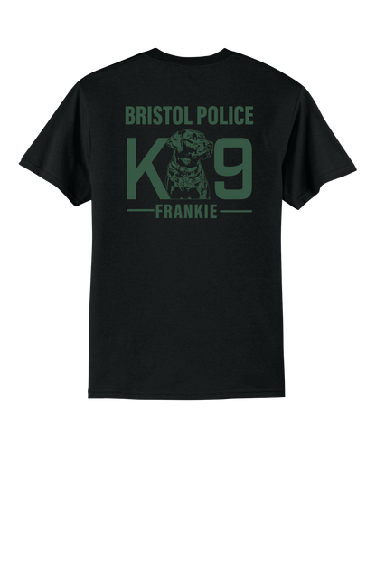 K9 Frankie Core Blend T-shirt -Black (Forest Green Print)