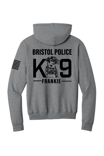 K9 Frankie Core Fleece Pullover Hooded Sweatshirt -Graphtec Heather (Black Print) Flag