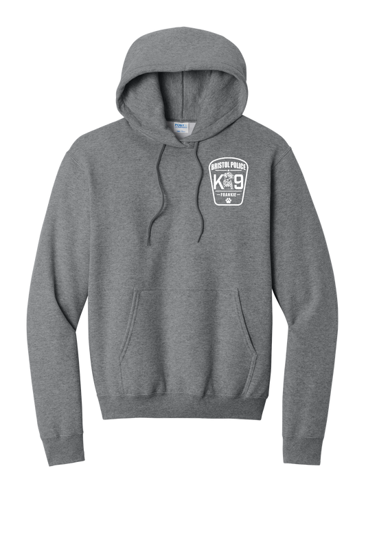 K9 Frankie Core Fleece Pullover Hooded Sweatshirt -Graphite Heather (White Print)