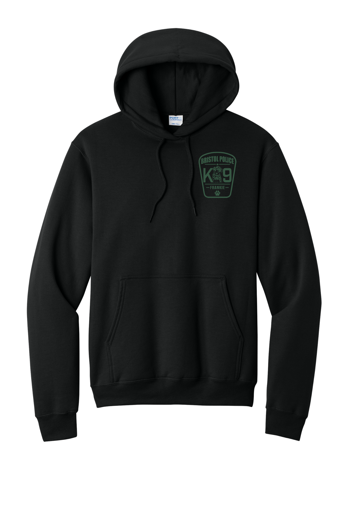 K9 Frankie Core Fleece Pullover Hooded Sweatshirt -Black (Forest Green Print)