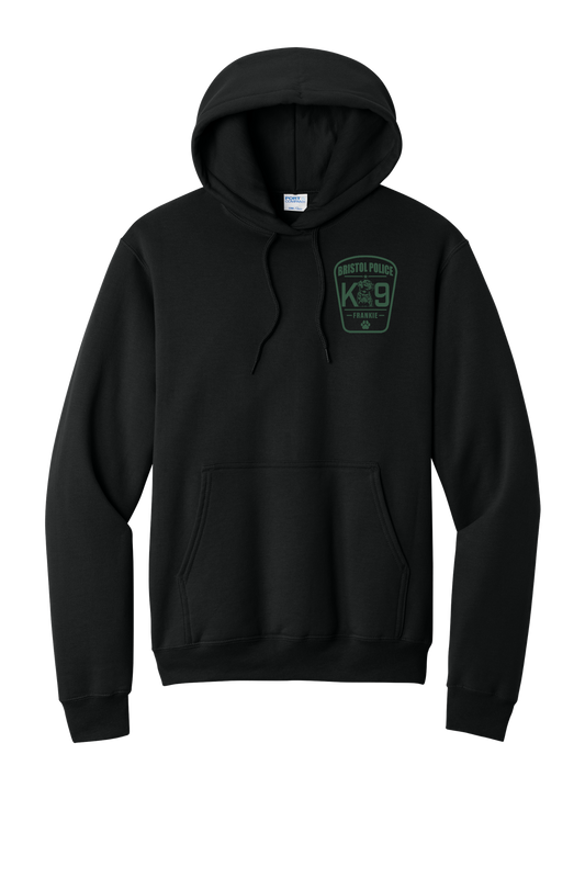 K9 Frankie Core Fleece Pullover Hooded Sweatshirt -Black (Forest Green Print)