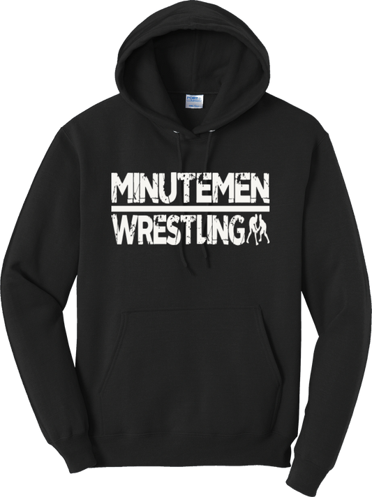 Minutemen Wrestling Black Hooded Sweatshirt (White print)