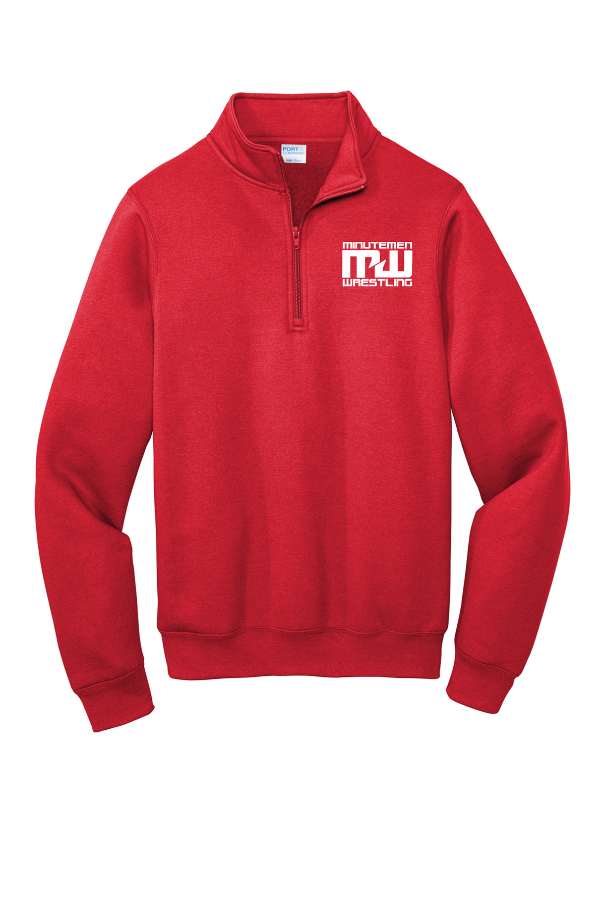 Minutemen wrestling Red Core Fleece 1/4-Zip Pullover Sweatshirt (left chest logo)