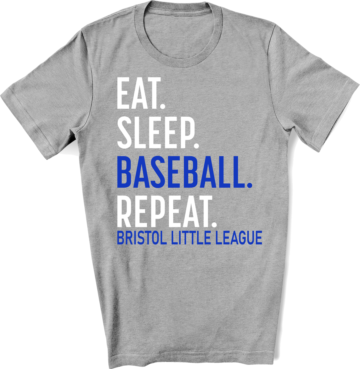 BLL Basic Tee eat sleep baseball repeat  Heather Grey