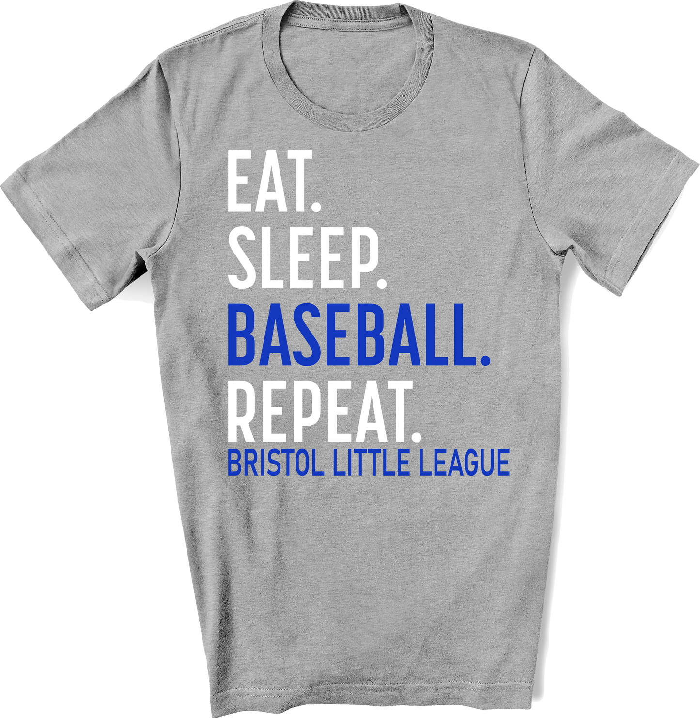 BLL Youth Basic Tee eat sleep baseball repeat  Heather Grey