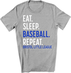 BLL Youth Basic Tee eat sleep baseball repeat  Heather Grey