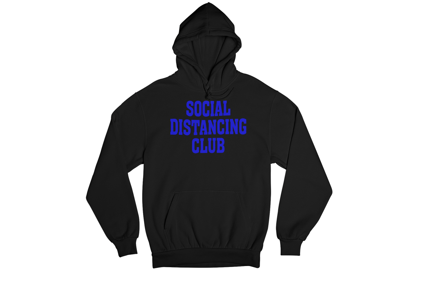 Youth Social Distancing Club Hooded Sweatshirt Black Blue Writing
