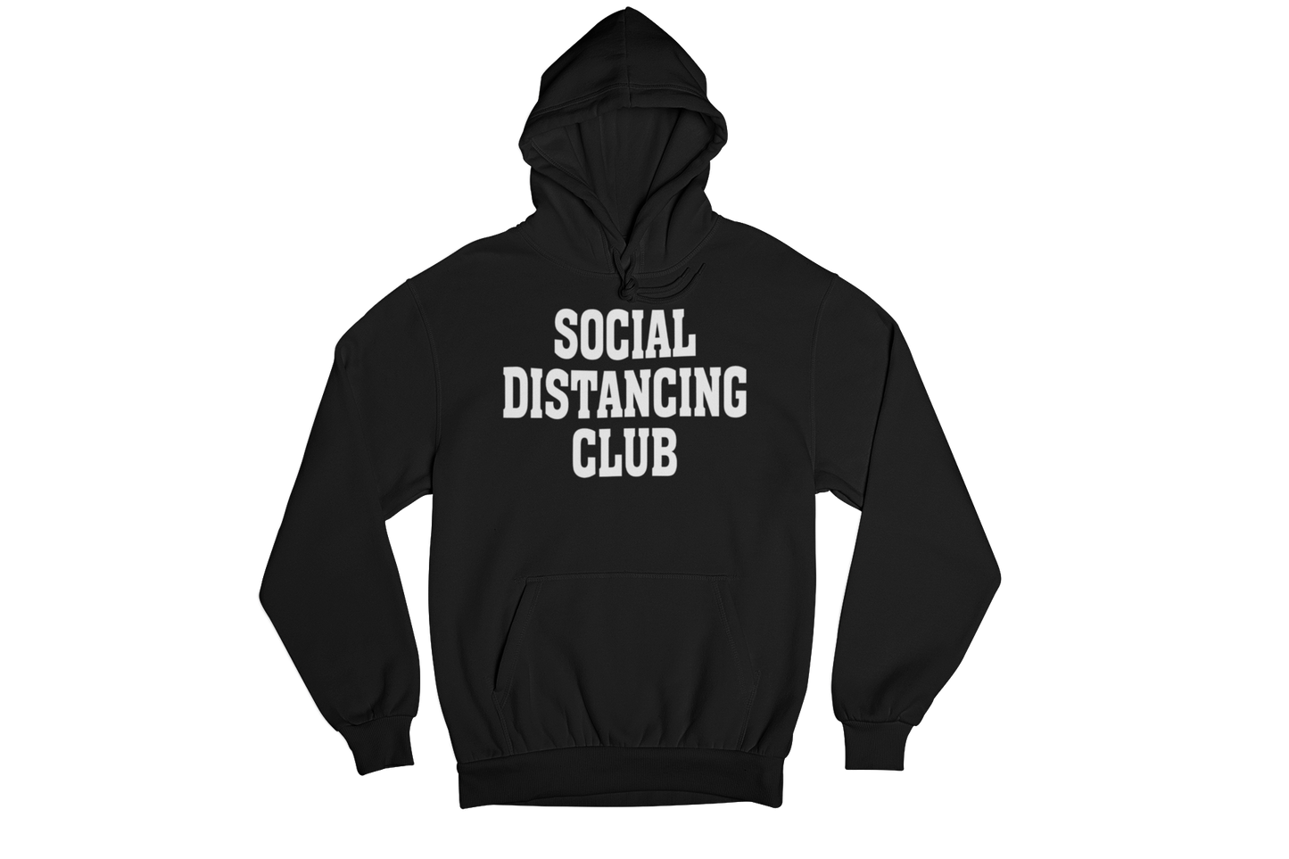 Unisex Social Distancing Hooded Sweatshirt Black White Writing