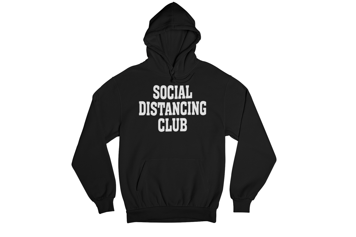 Youth Social Distancing Club Hooded Sweatshirt Black White Writing