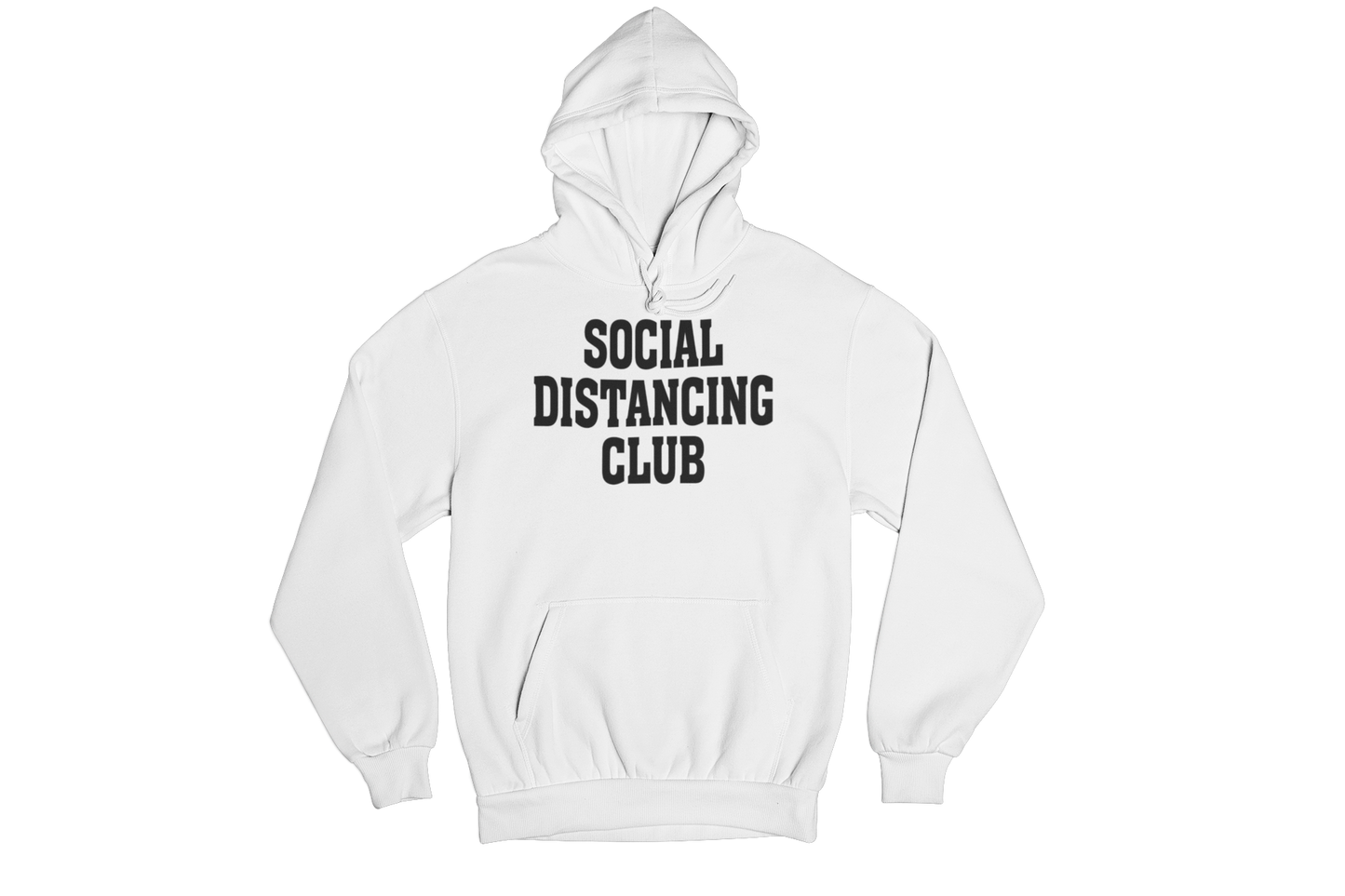 Youth Social Distancing Hooded Sweatshirt White Black Writing