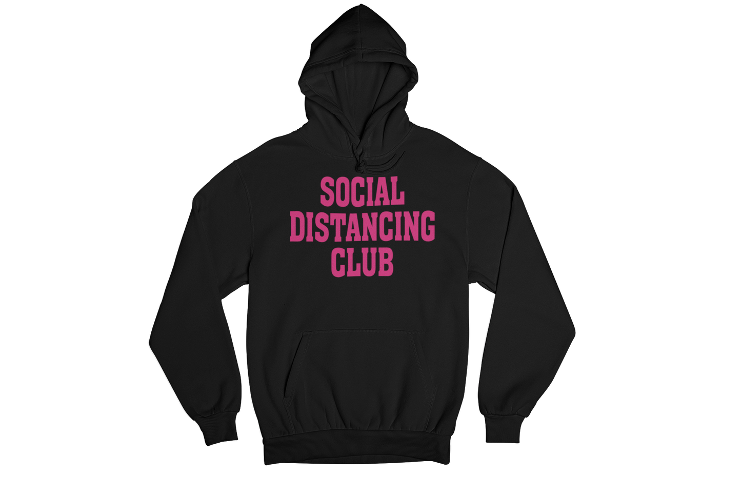 Youth Social Distancing Club Hooded Sweatshirt Black Pink Writing