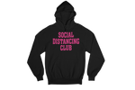 Youth Social Distancing Club Hooded Sweatshirt Black Pink Writing