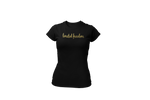 Ladies Cursive Limited Freedom Tee Black with Gold